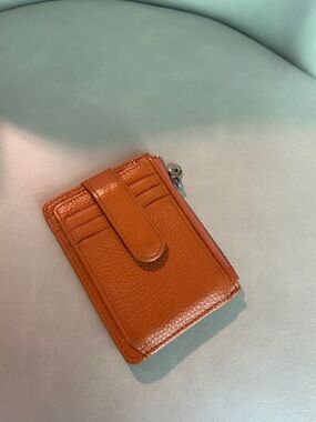 Leather Card Holder with Zip Pocket